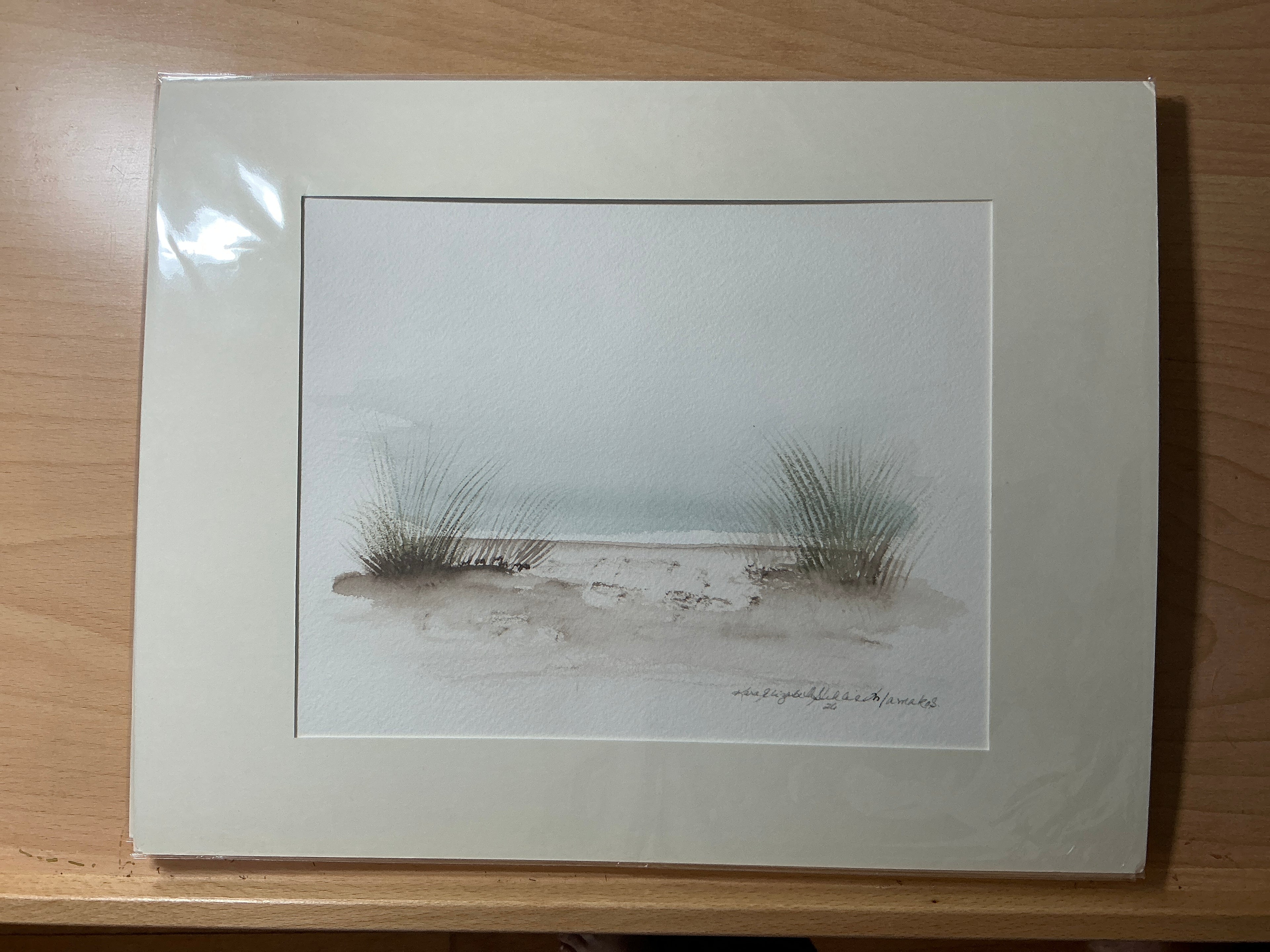 Beach watercolor 8” x 10” Matted